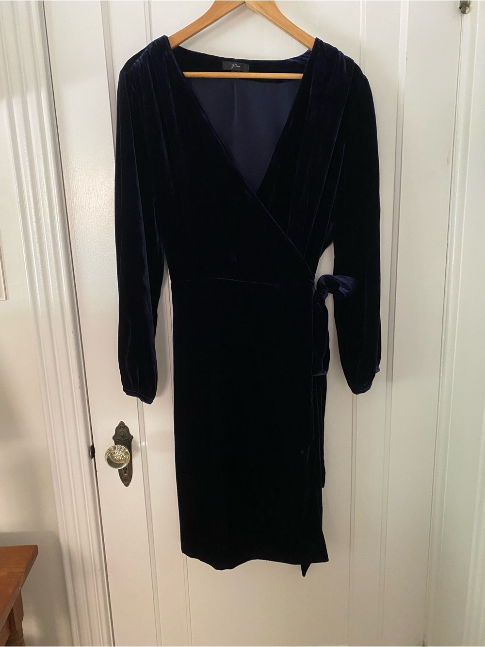 J. Crew Velvet Wrap Dress in Navy Blue